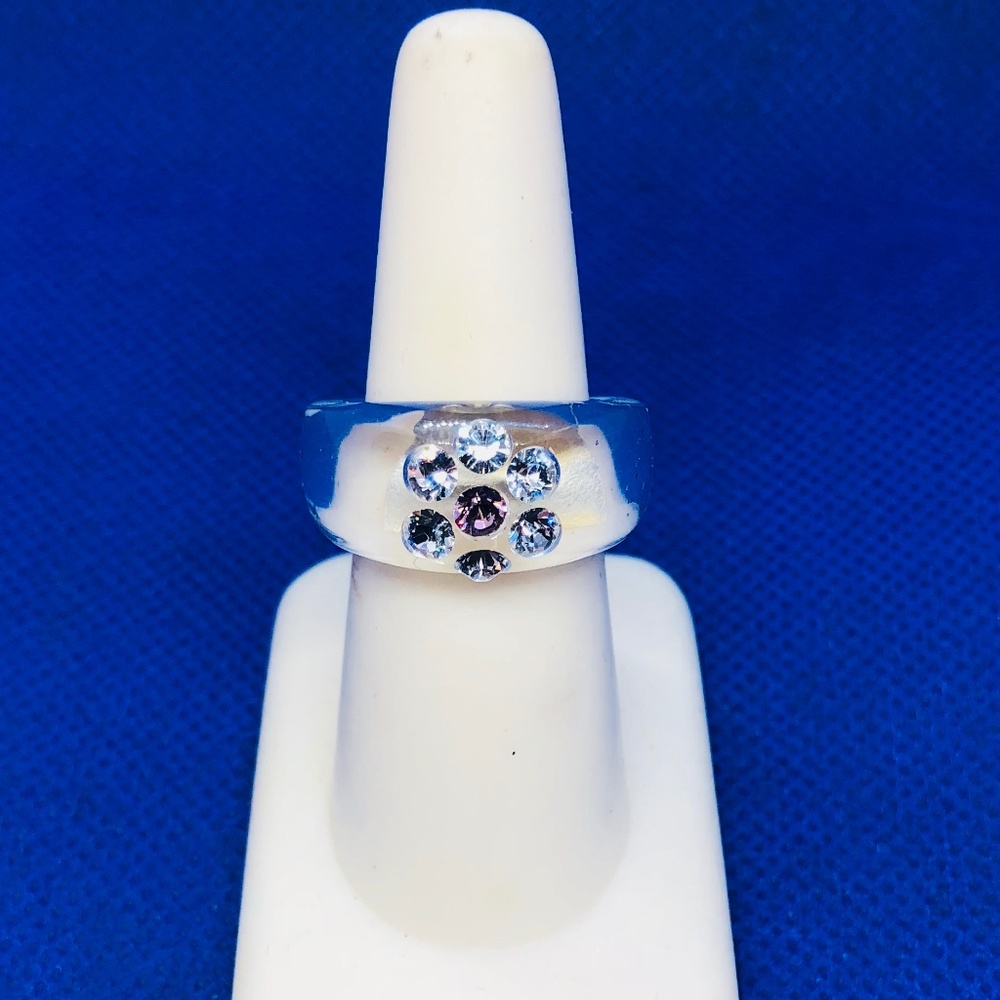 Clear lucite and Swarovski crystal ring